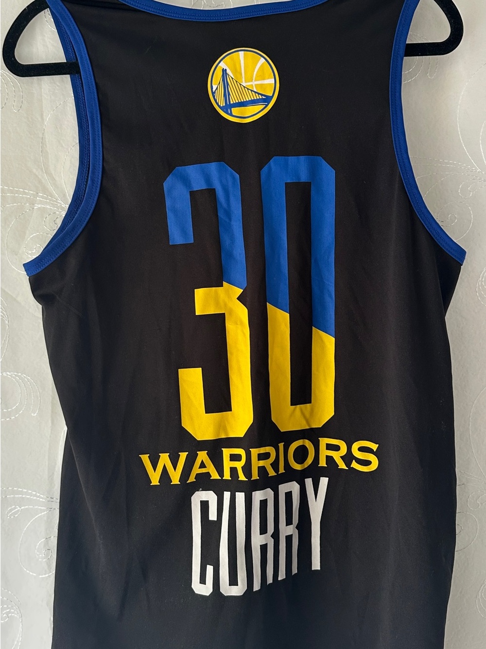 NBA Black Stephen Curry Jersey with Blue Trim and Red/White Logo - Picture 4 of 4